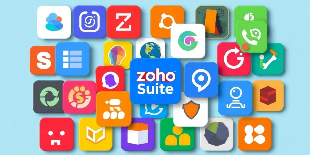 Zoho Suite applications and logos.
