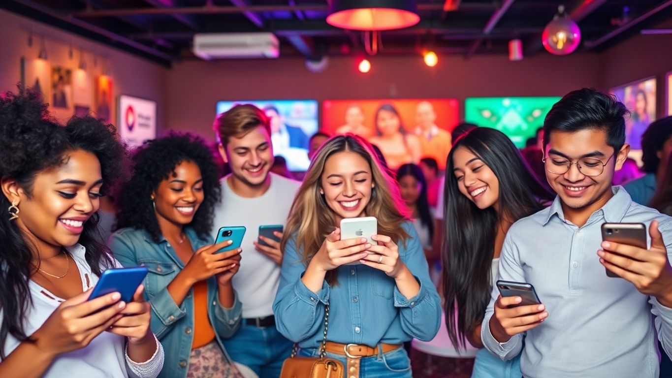 People using smartphones for TikTok engagement and automation.