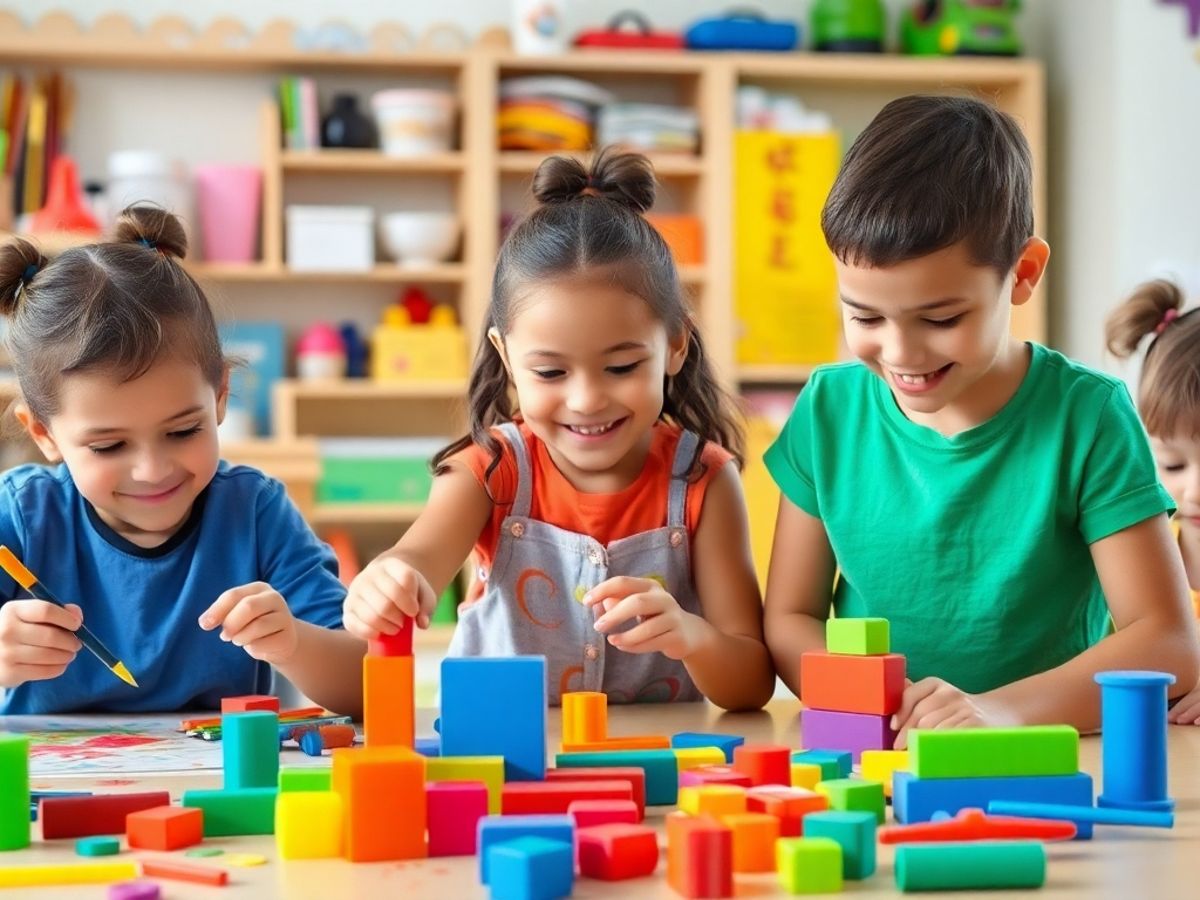 Copii implicati in activitati creative, cum ar fi pictura.