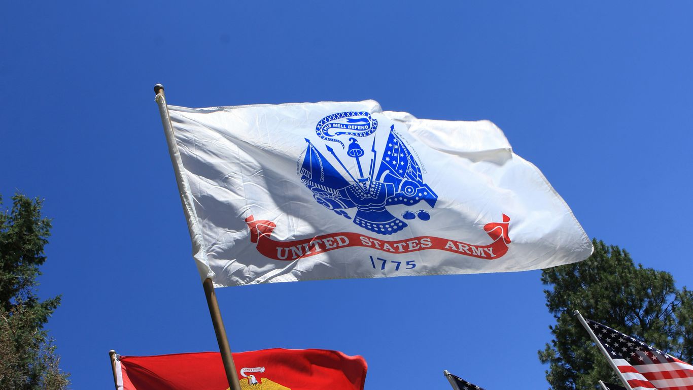 A group of flags flying in the air
