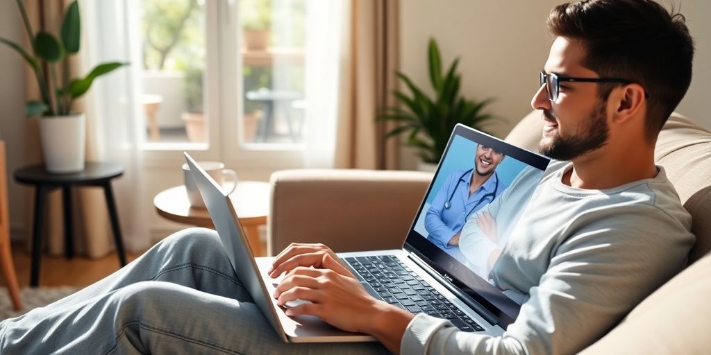 Telehealth ADHD testing on a laptop.