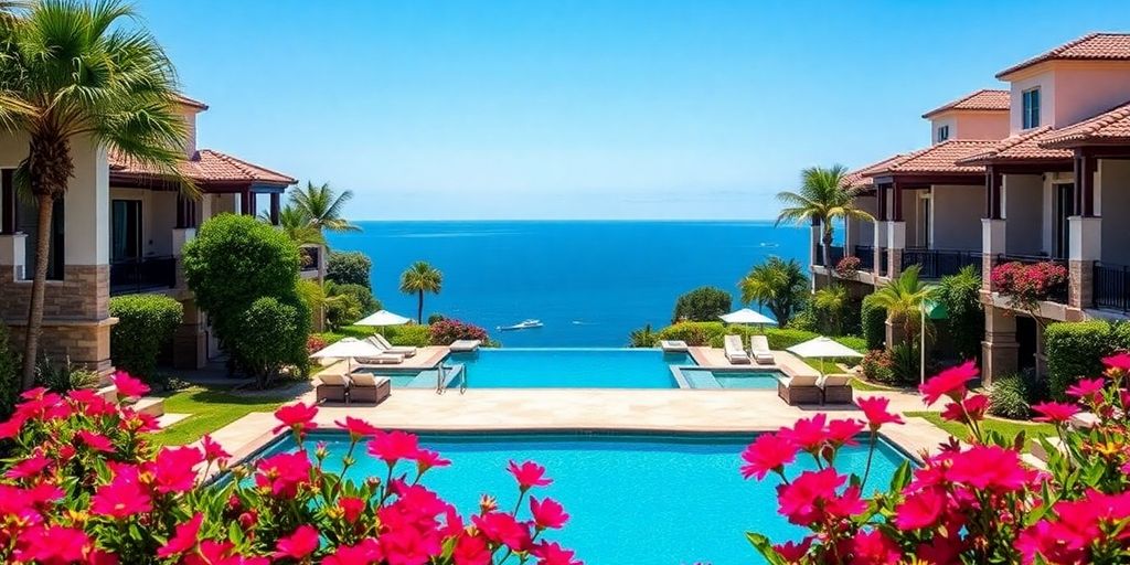 Luxurious villas and pool at El Encanto Resort.