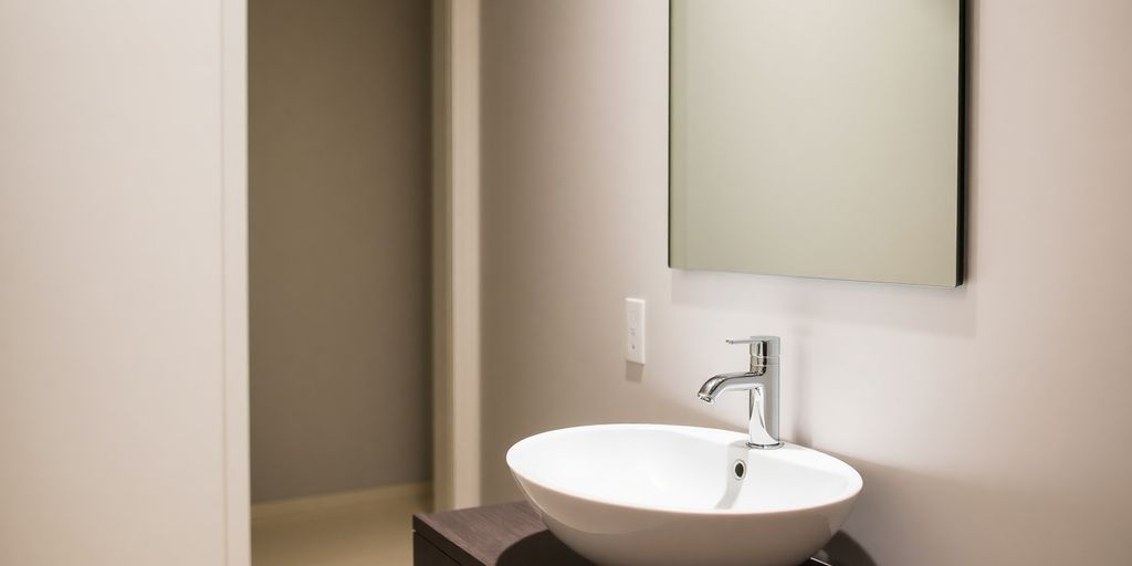Elegant single basin with stylish tap and mirror.