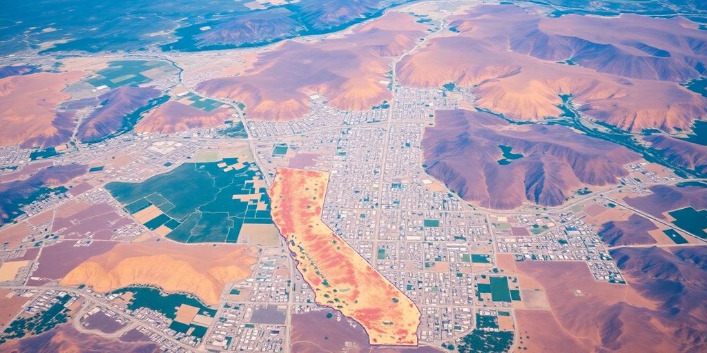 Aerial view of diverse California cities and landscapes.