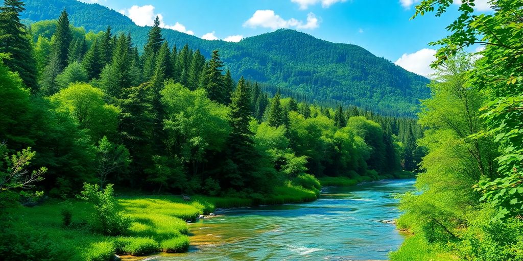 Imagem de uma paisagem natural exuberante.