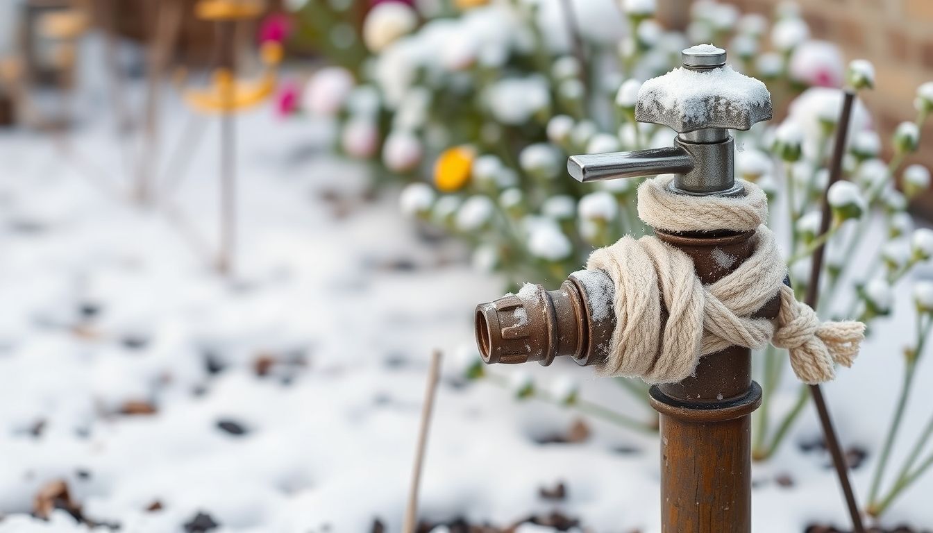 Garden tap wrapped for winter protection