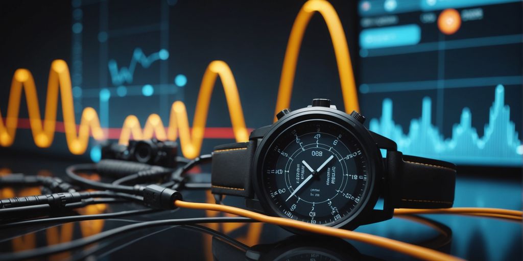 Wired and wireless icons with performance graph in background