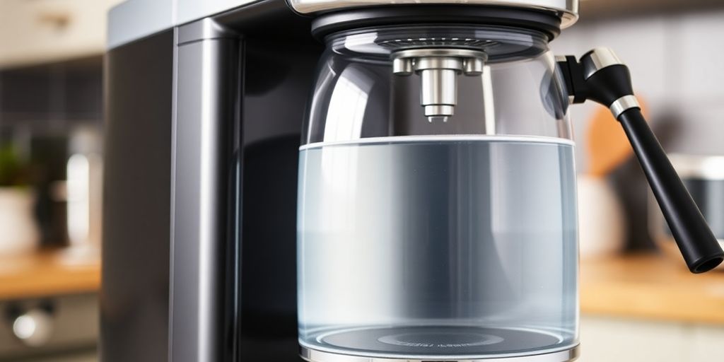 Delonghi Eco310 coffee machine with large water tank.