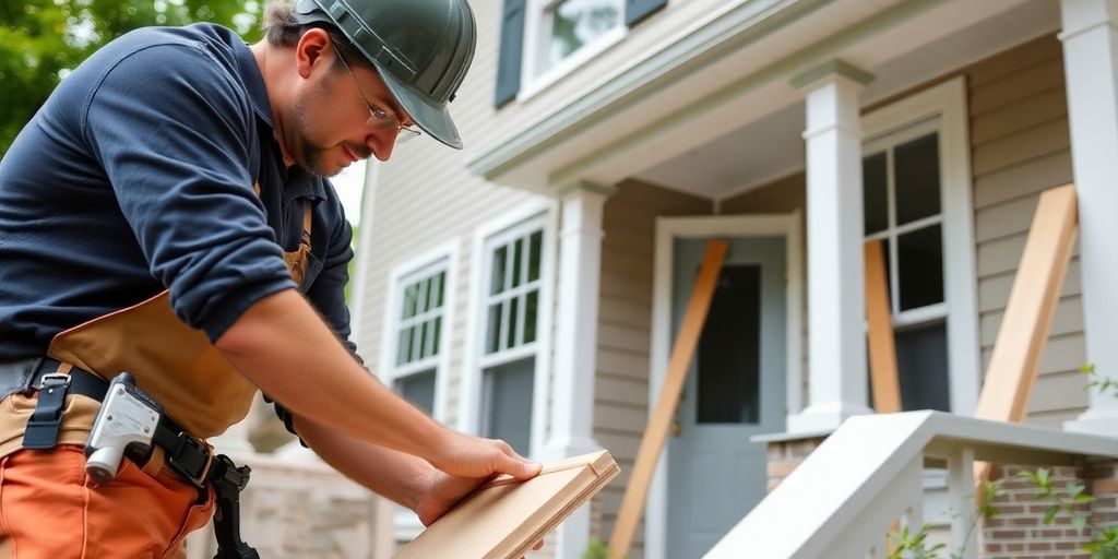 Local contractor working on a home renovation.