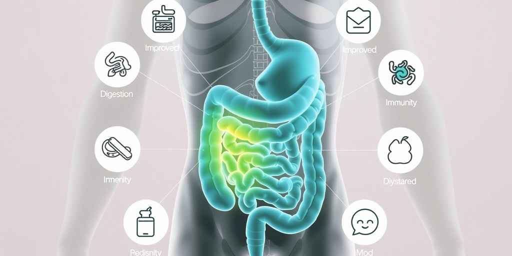 Sistema digestivo saudável com intestinos destacados