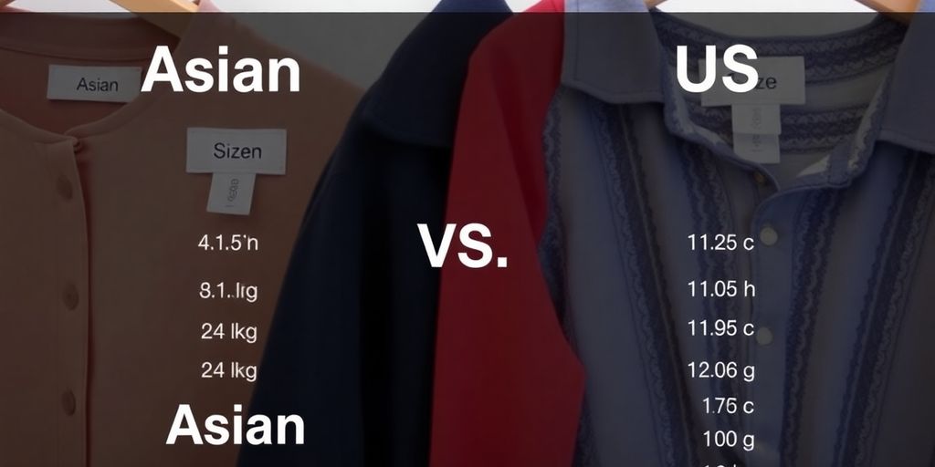 Asian and US clothing sizes laid out for comparison.