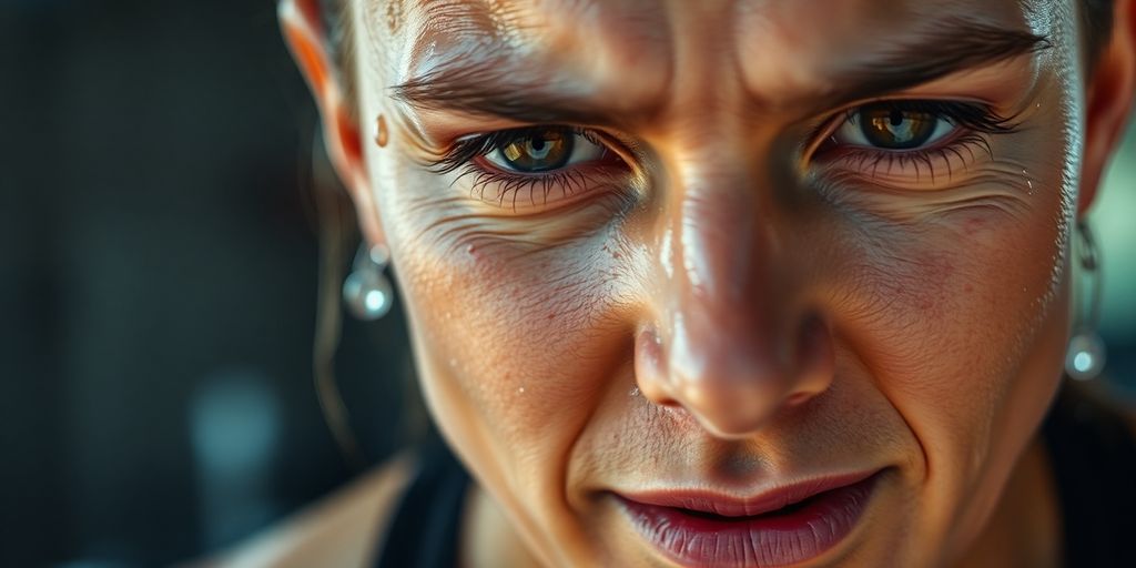Sweaty person exercising