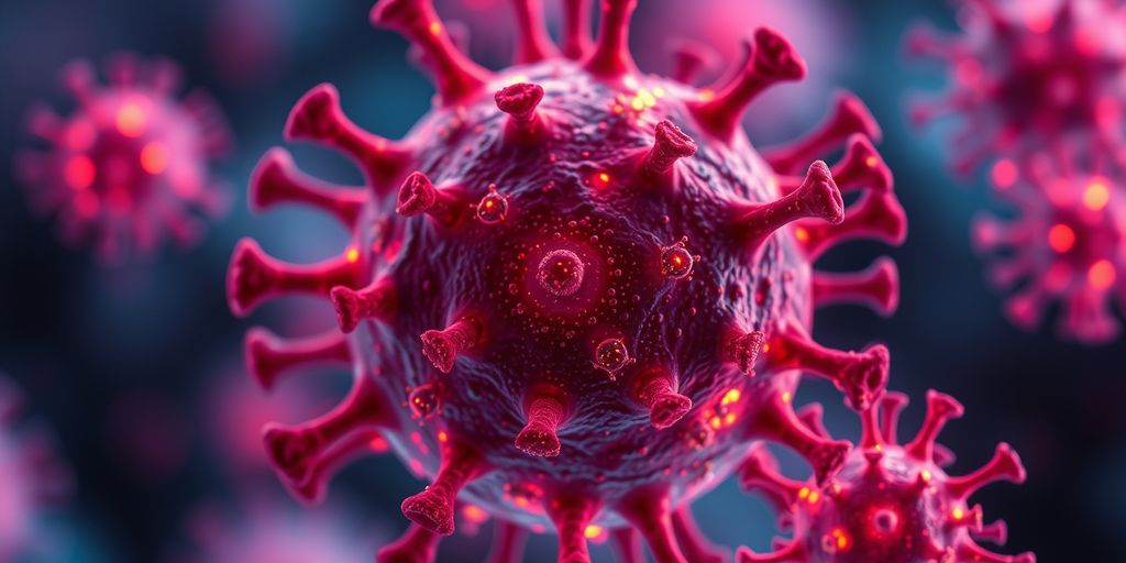 Immune cell with glowing particles