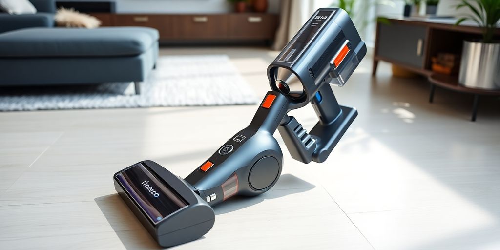 Tineco Pure One S15 Pro Akku Staubsauger auf dem Boden.