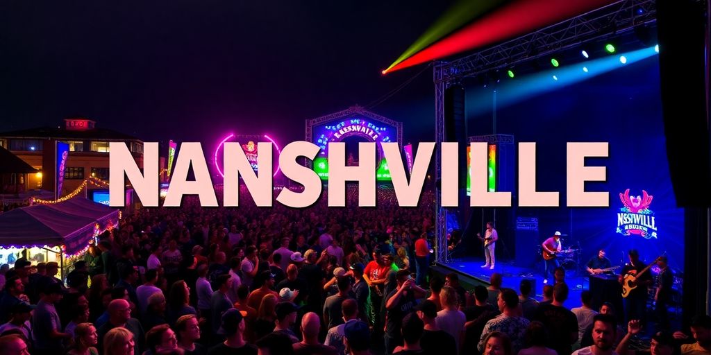 Crowd enjoying a live music festival in Nashville.
