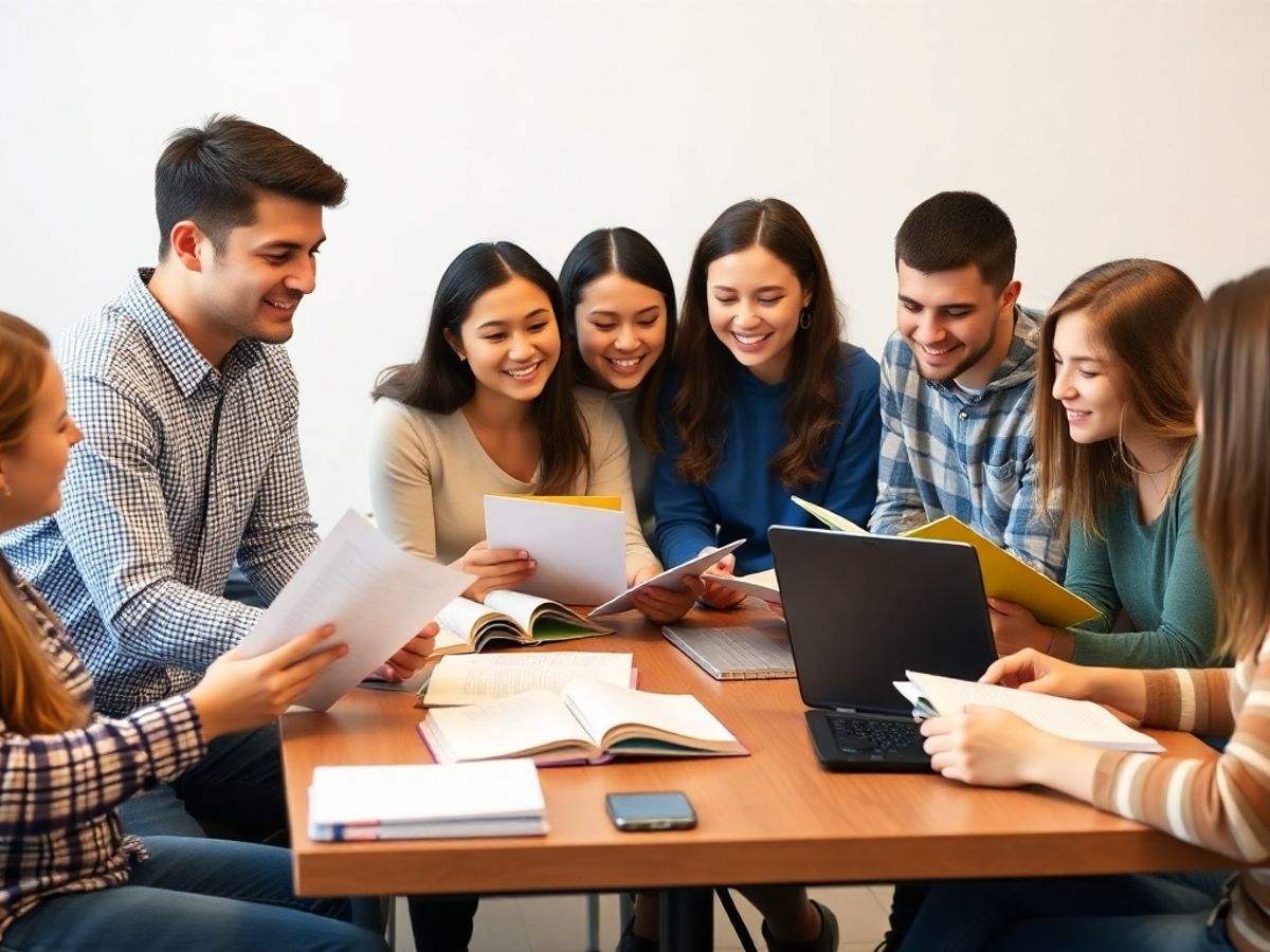 Group of students studying together for the SAT exam.