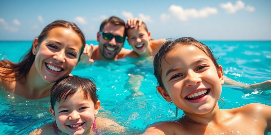 Family enjoys water activities in Cabo.