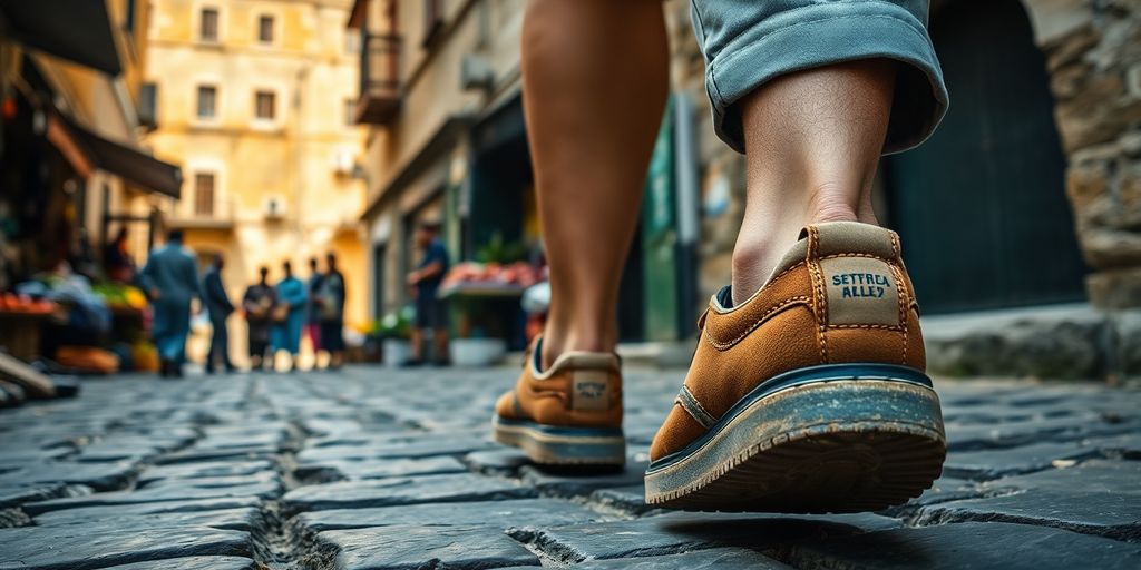 Walking bustling Addis Ababa street scene