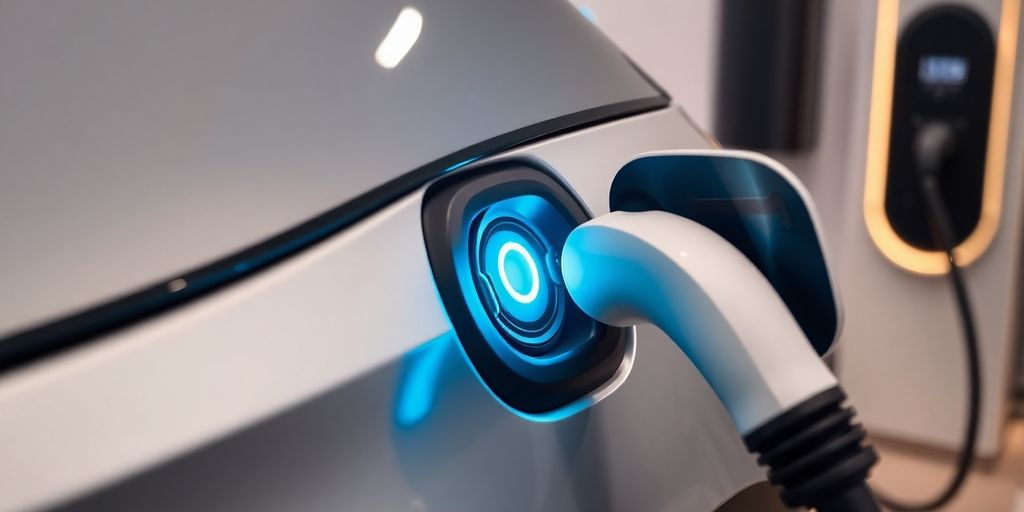Niro EV charging port with blinking light.