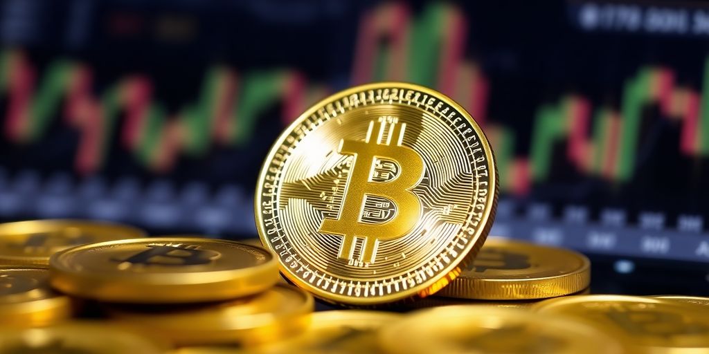 The Truth About Pi Coin Price – Hype vs. Reality in 2025 4 Golden Pi coin on a blurred cryptocurrency background.