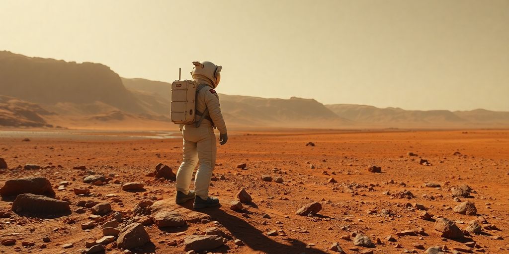 Astronaut on Mars surface
