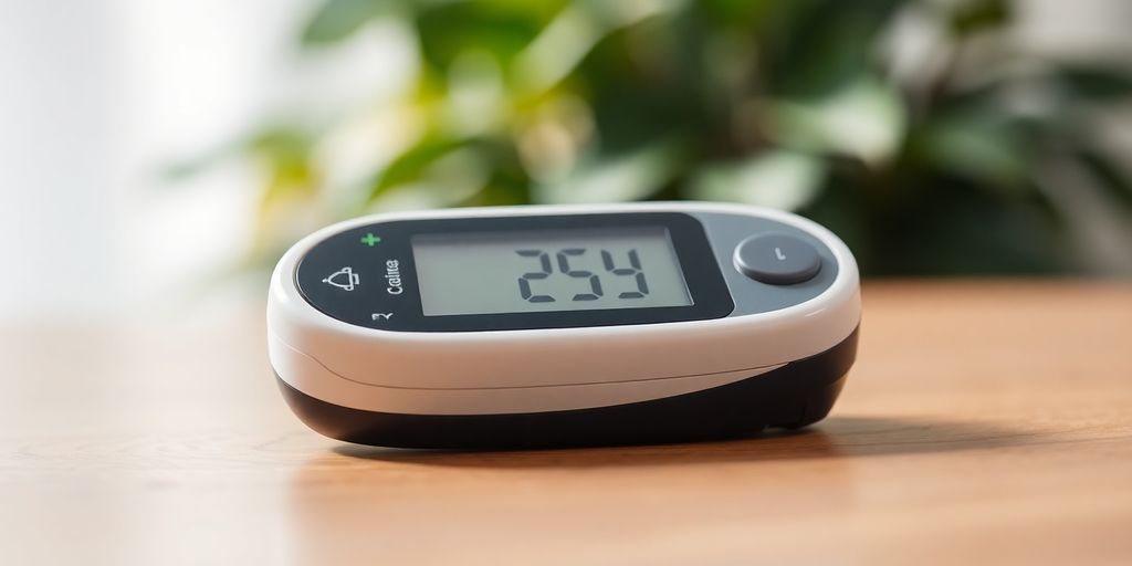 Close-up of a prickless blood sugar monitor device.