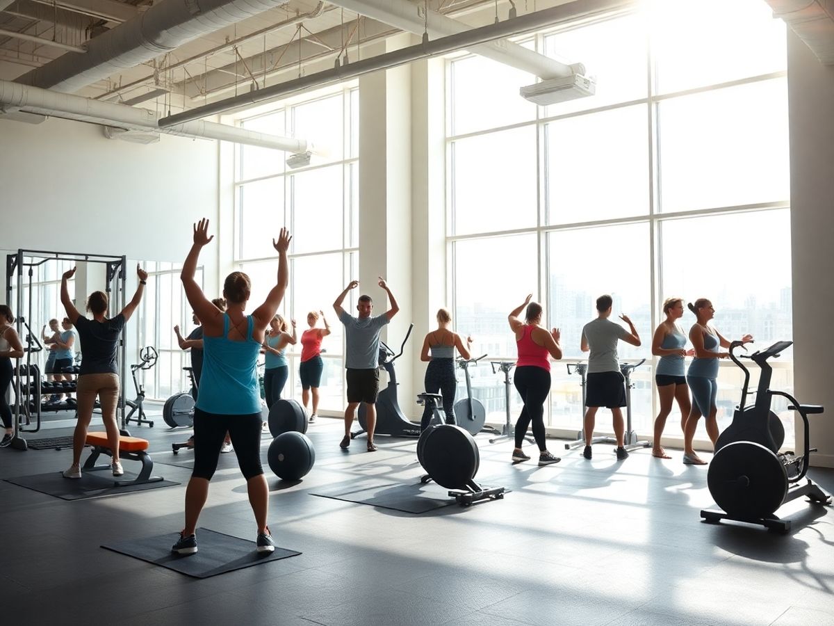 Oameni antrenându-se într-o sală de fitness modernă.