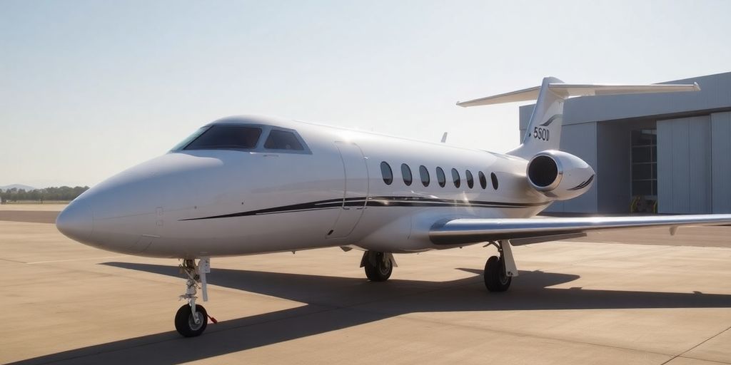 Tiger Woods' luxurious private jet on tarmac.