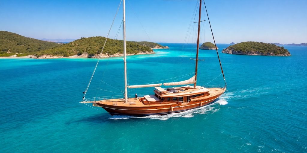 Luxury gulet sailing Mediterranean coast