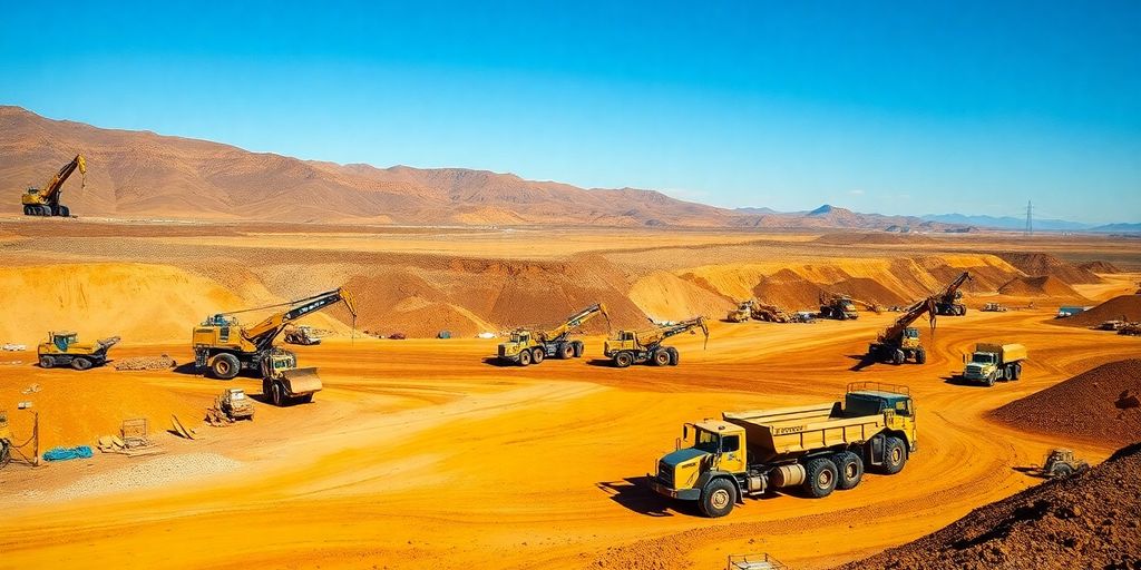 Paysage minier mexicain avec équipements d'extraction.