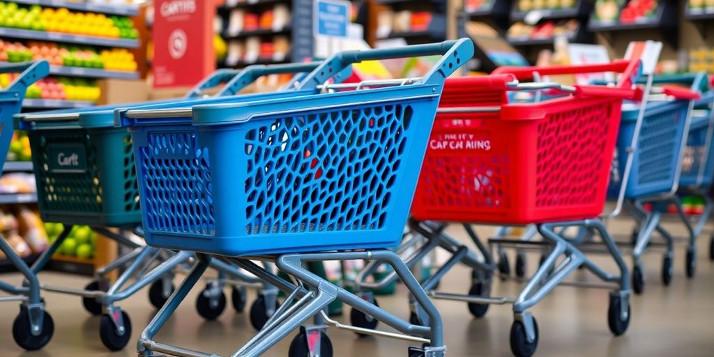 Durable shopping carts by Carts of America in retail setting.