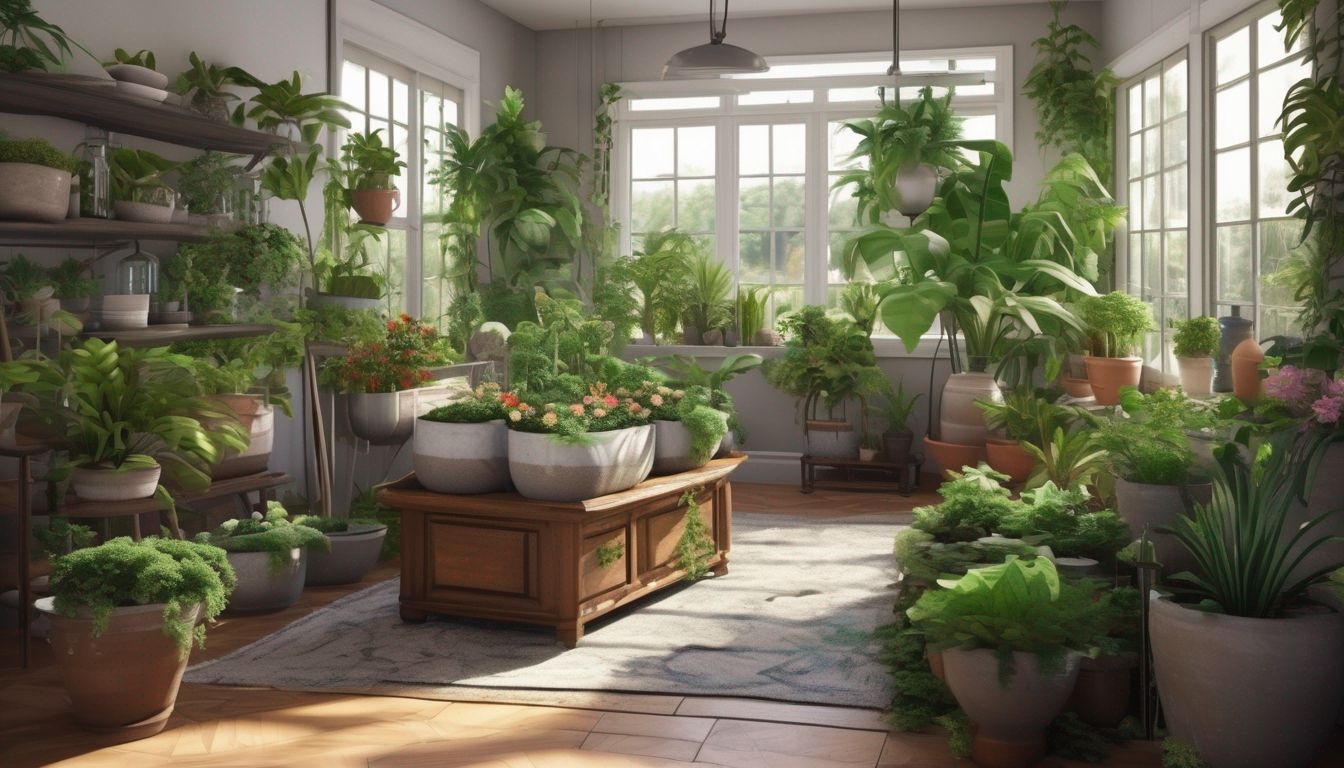 indoor garden with plants and fertilizer
