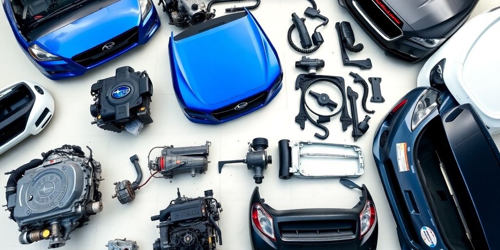 A collection of Subaru car parts.