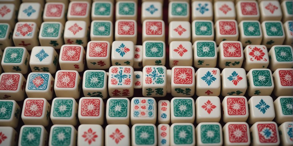 Cute mahjong tiles with charming designs and vibrant colors.