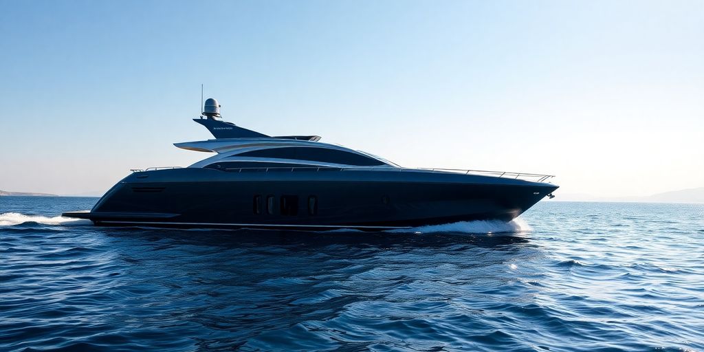 Sleek, modern German yacht sailing at high speed