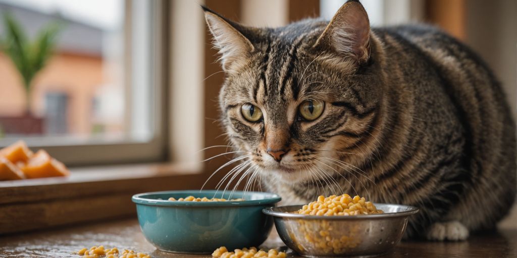 Cat eating wet food from bowl