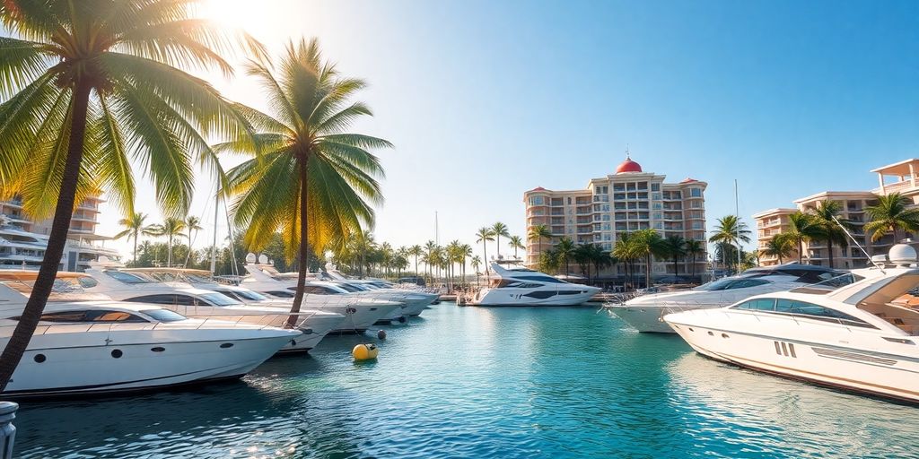 Luxury yachts docked at Aventura Florida Yacht Club.