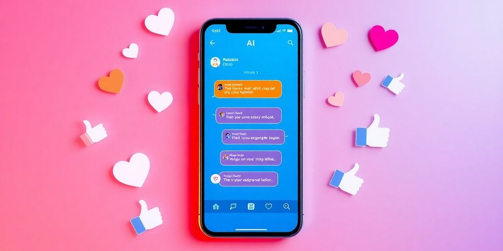 Pametan telefon sa AI chatbot-om i simbolima angažovanja.