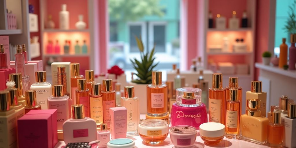 Douglas Beauty Produkte in ansprechender Anordnung