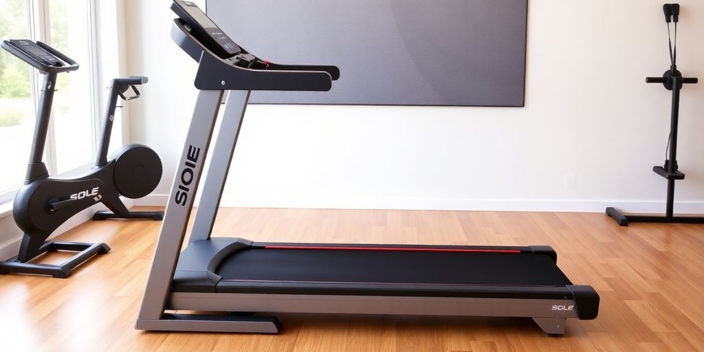 Sole F80 treadmill in a modern home gym environment.