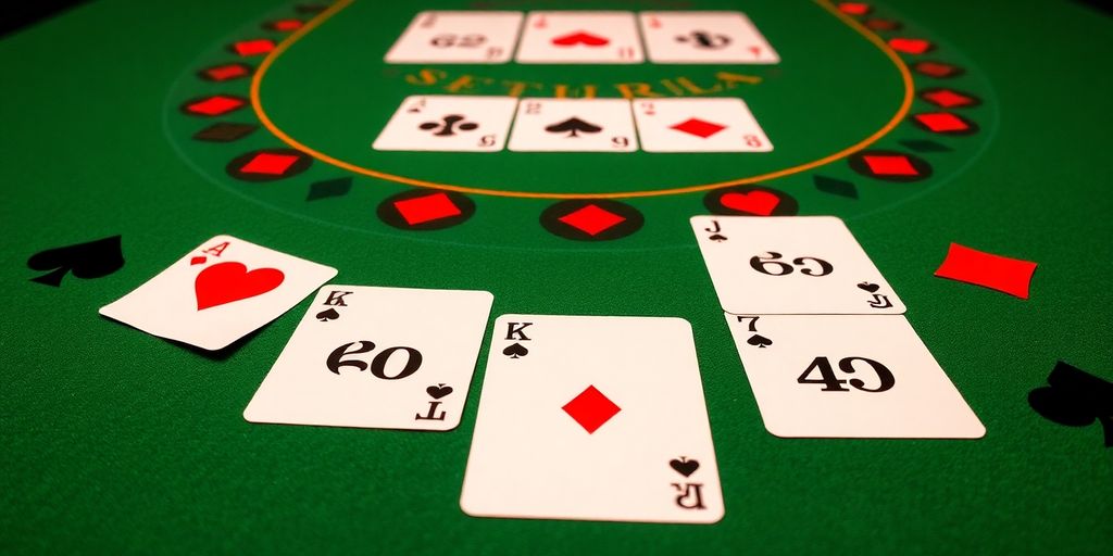 Tableau stratégique de blackjack avec des cartes.