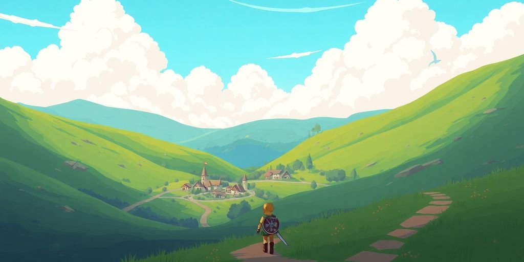 Pixel art character exploring a fantasy world.