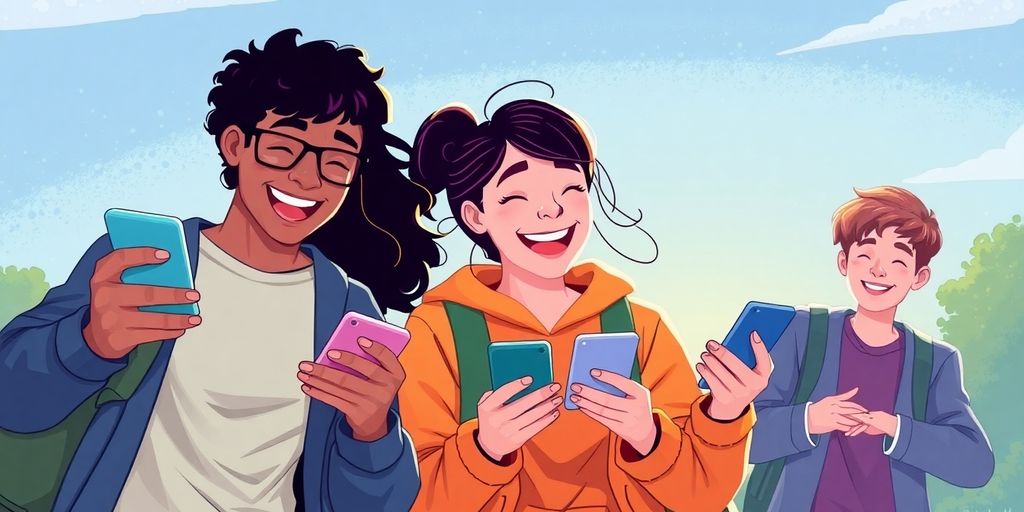 Friends playing Goosechase on phones outdoors.