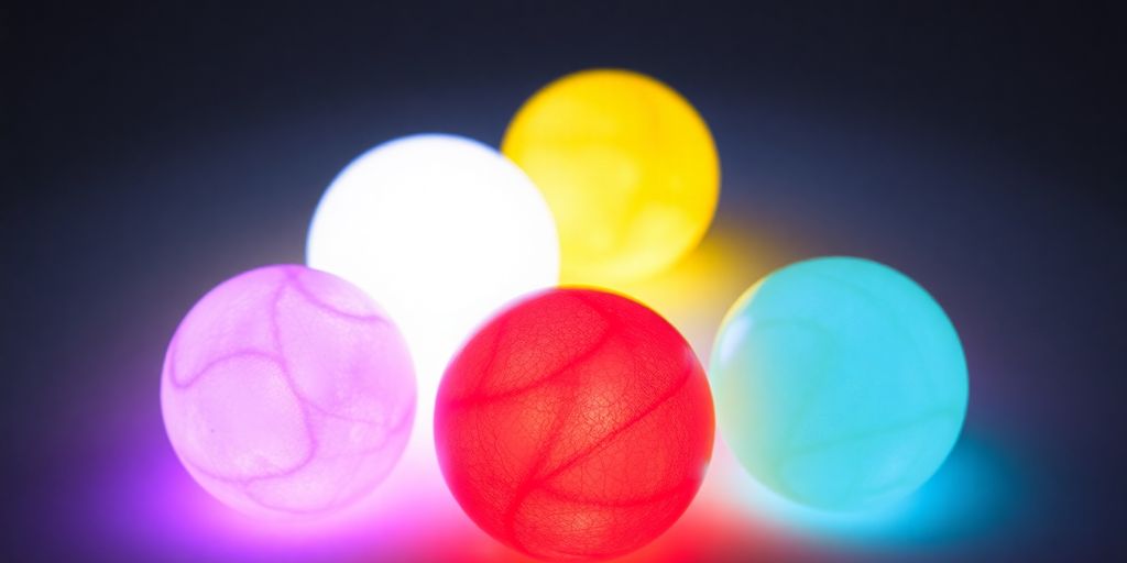 Five distinct service elements visualized as interconnected glowing orbs.