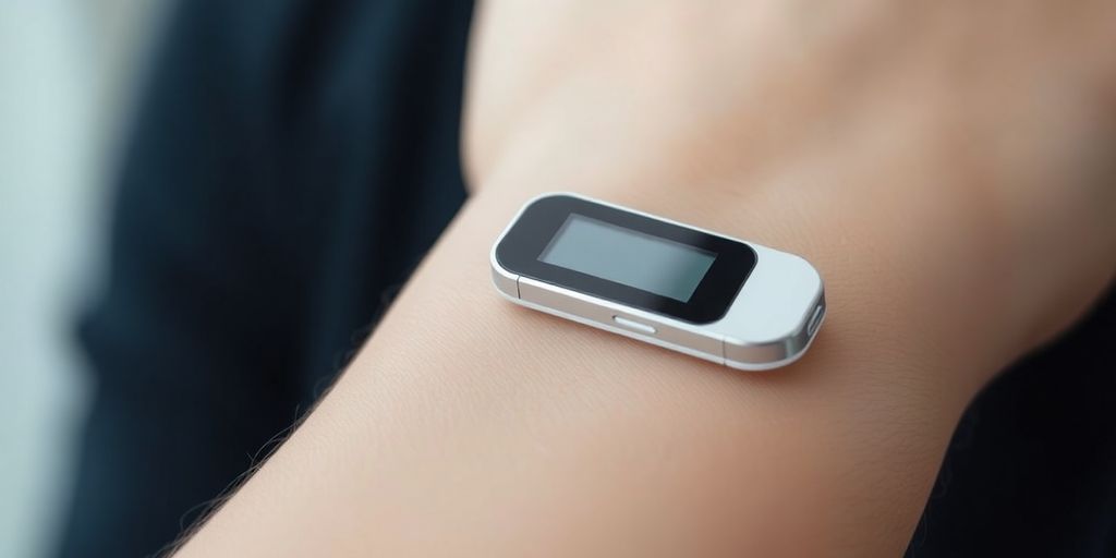 Person using a futuristic stickless glucometer.