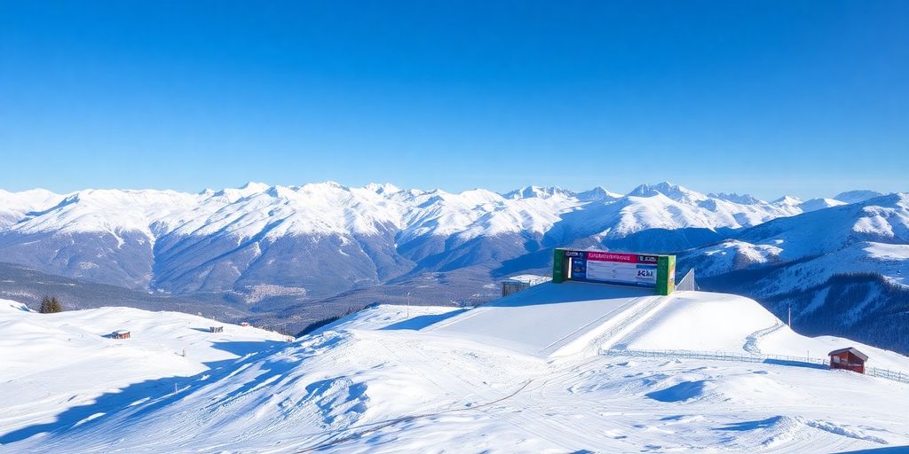 Montagne enneigée avec un tremplin de saut à ski