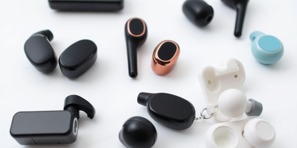 Verschiedene in-ear Bluetooth Kopfhörer in einem Bild.