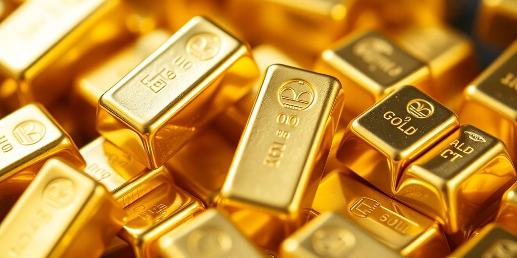 Lingotins d'or brillants, gros plan sur leur texture.