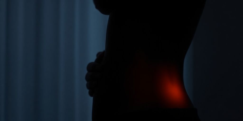 Woman's silhouette with glowing gut.