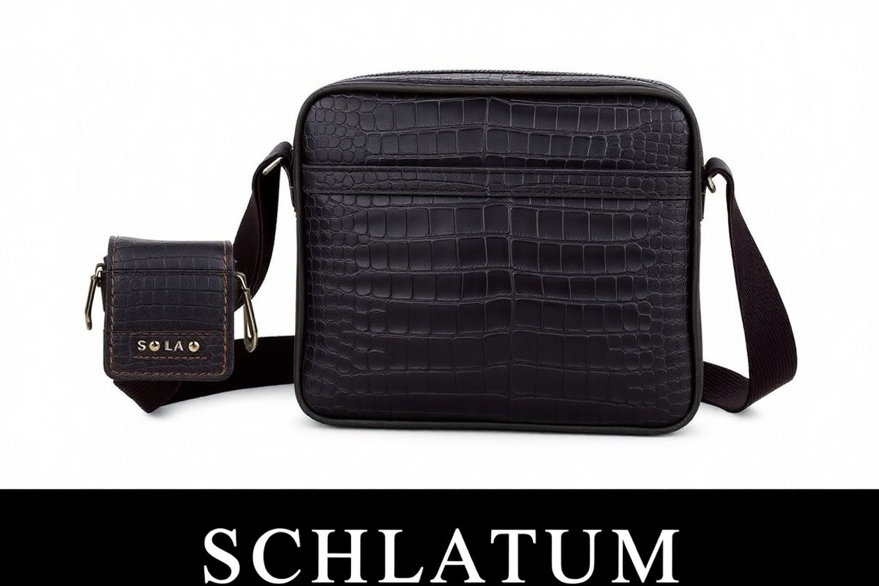 Men's vintage crocodile pattern crossbody bag by SCHLATUM.